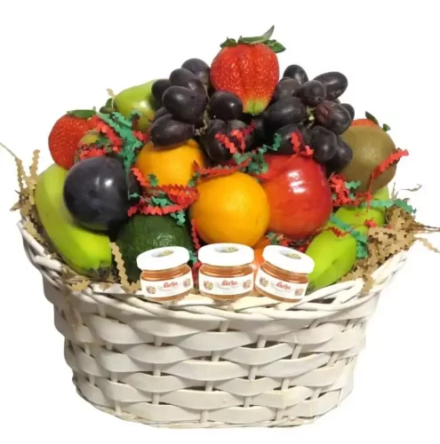 Panier de Fruits Frais et Miel | Fresh Fruit Basket with Honey